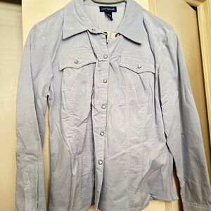 Ann Taylor Blue Button Down Blouse corduroy